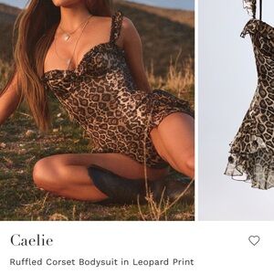 Oh Polly Black and Brown Ruffled Bodysuit